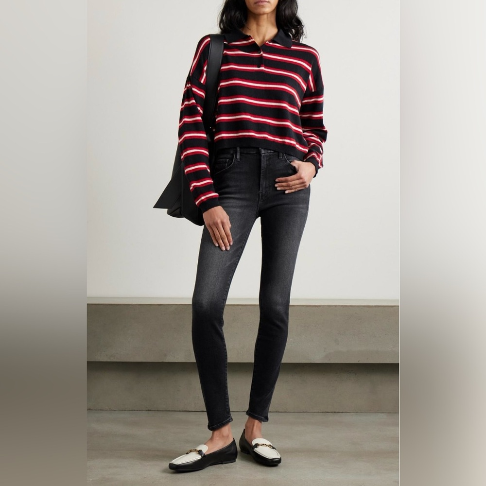 MOTHER Black Washed Ankle Skinny Jeans